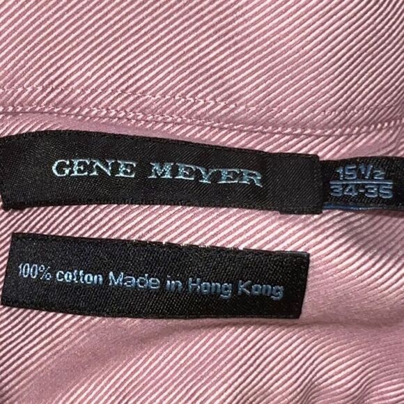 Gene Meyer Herringbone Button Up Shirt Size 15.5 - Picture 3 of 6